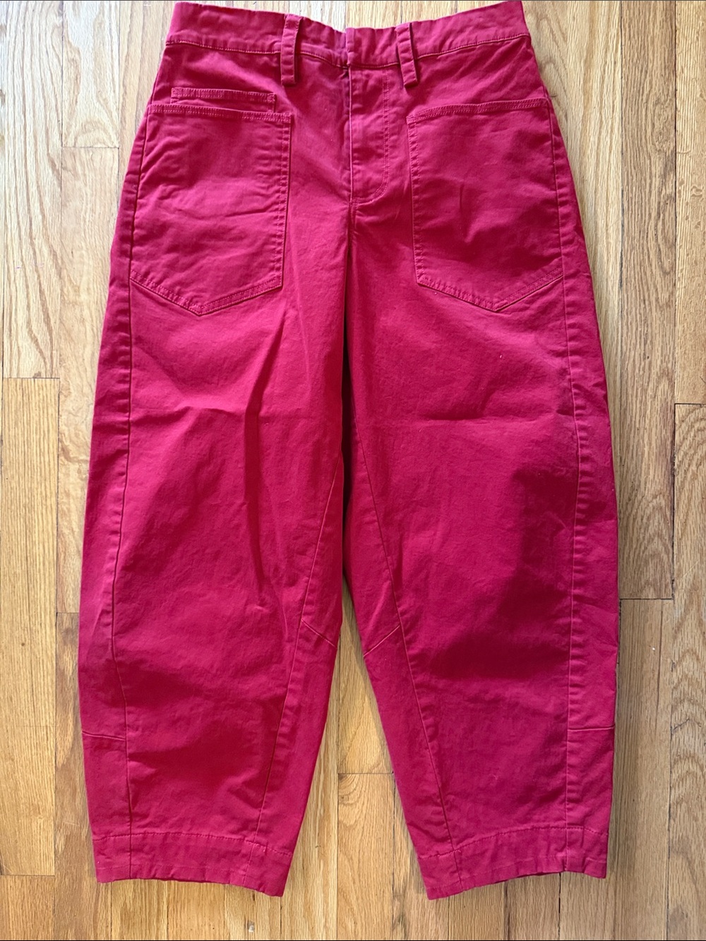 Ruti sz 6 Slouchy Soft Twill Barrel Scarlet Red Cotton Trousers great condition